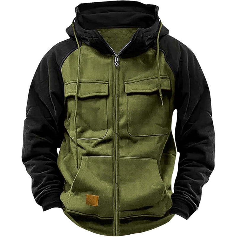 Herren Kapuzenjacke mit Cargo-Taschen und durchgehendem Reißverschluss Drune
