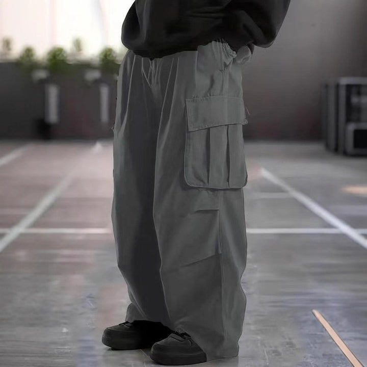 Herren Oversize-Baggy-Cargohose im Urban-Utility-Stil mit elastischem Tunnelzugbund und Mehrfachklappentaschen Drune