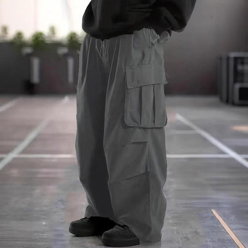 Herren Oversize-Baggy-Cargohose im Urban-Utility-Stil mit elastischem Tunnelzugbund und Mehrfachklappentaschen Drune
