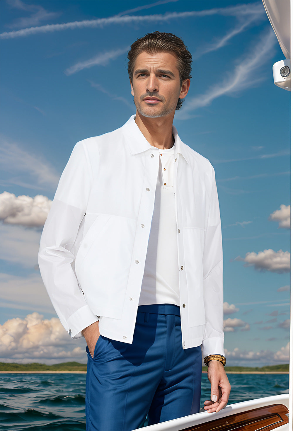 Herren lässige Outdoor-Jacke mit praktischem Druckknopfverschluss und atmungsaktivem Material Drune