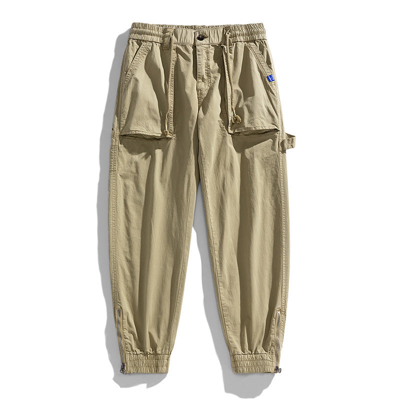Herren Workwear-Cargohose im Tech-Joggerstil mit aufgesetzten Fronttaschen, Hammer-Schlaufe und Knöchel-Reißverschlüssen Drune
