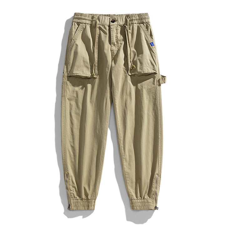 Herren Workwear-Cargohose im Tech-Joggerstil mit aufgesetzten Fronttaschen, Hammer-Schlaufe und Knöchel-Reißverschlüssen Drune