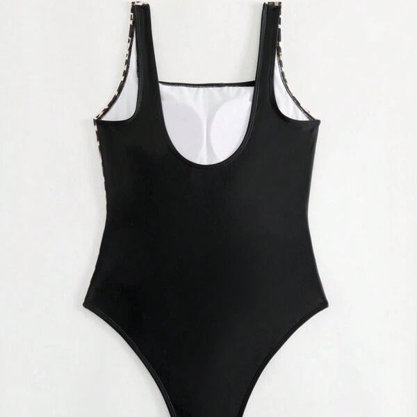 Damen Einteiler Badeanzug mit raffiniertem Leo-Design und figurformendem Schnitt Drune