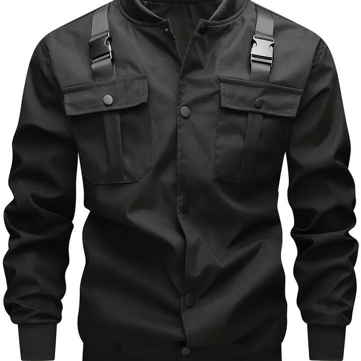 Herren Camouflage-Bomberjacke im Utility-Stil mit Brusttaschen, Schultergurten und Rippbündchen Drune