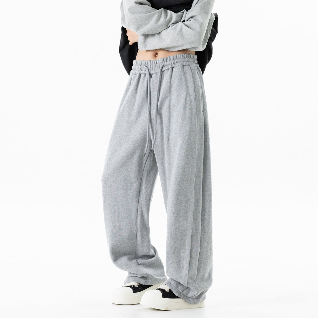 Herren Lässige Jersey-Hose mit Kordelzug, geradem Bein und dekorativen Steppnähten Drune