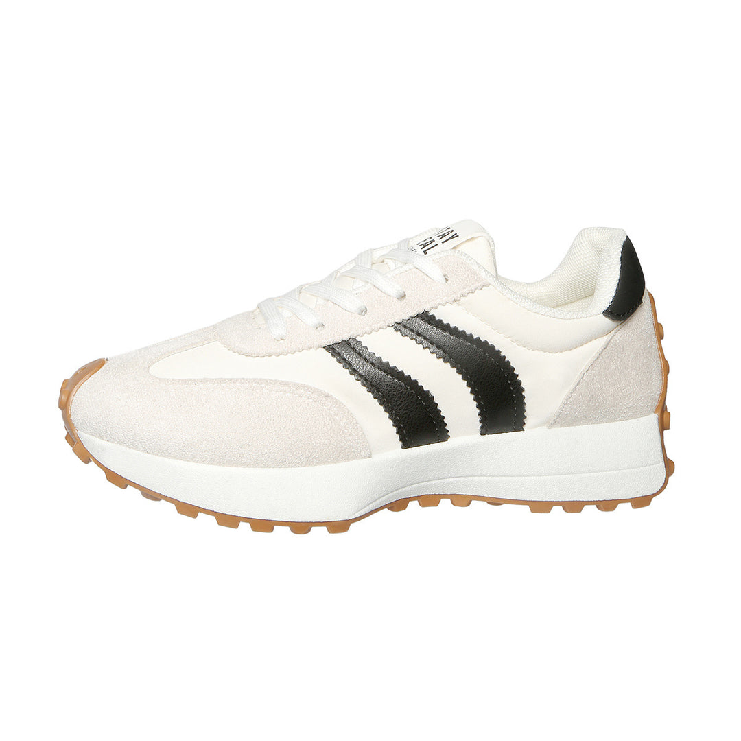 Damen nan retro-inspirierter Sneaker mit Wildleder-Overlays, Nylonoberteil und profilierter Waffelsohle Drune