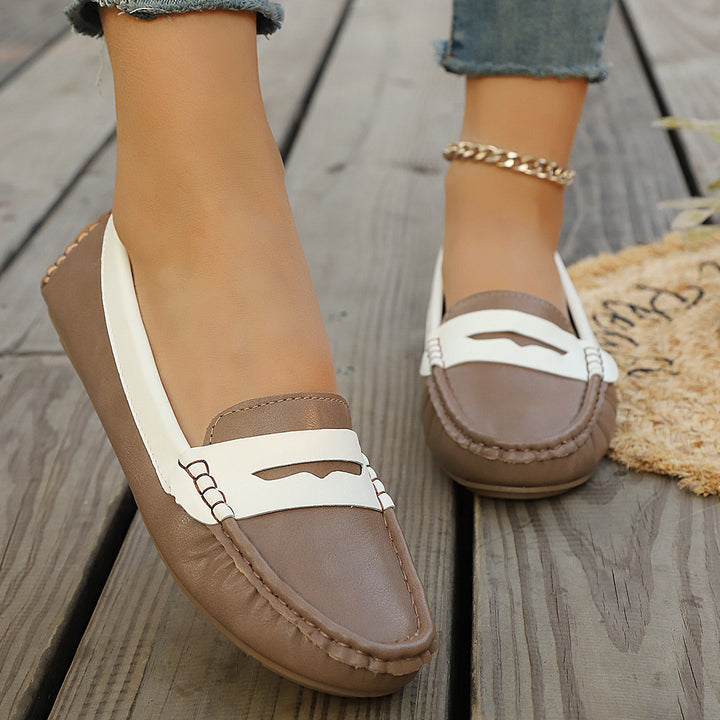 Damen nan klassische Penny-Loafer aus weichem Kunstleder mit gesteppter Rahmennaht und gepolsterter Komfortinnensohle Drune