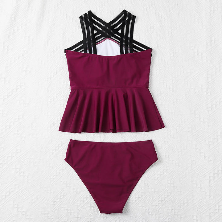 Damen Bikiniset mit femininer Rüschendesign und verstellbaren Trägern Drune