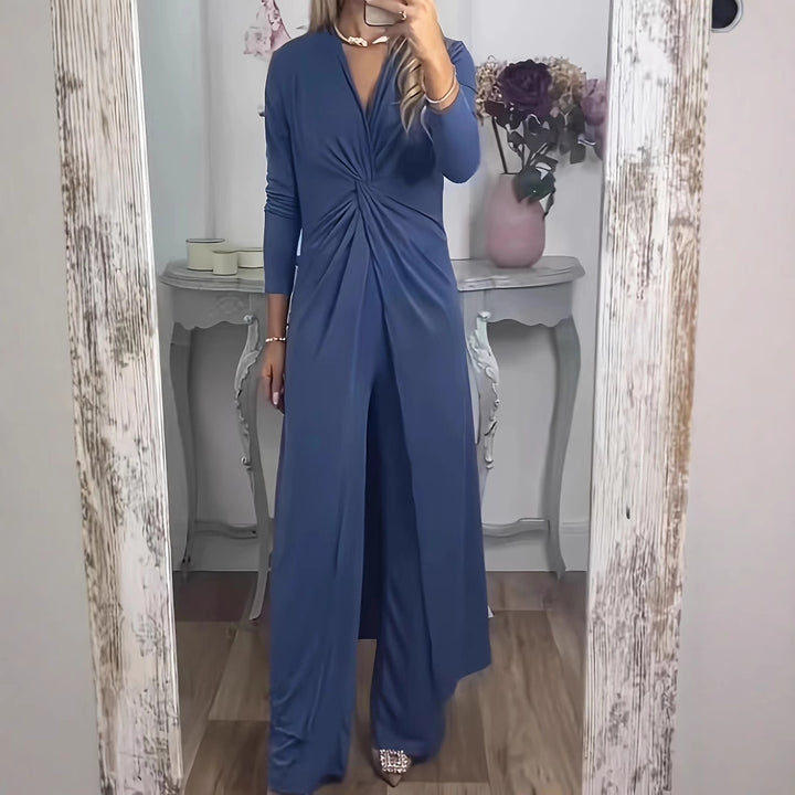 Damen Maxikleid mit V-Ausschnitt, Knotendetail und Animal-Print Drune