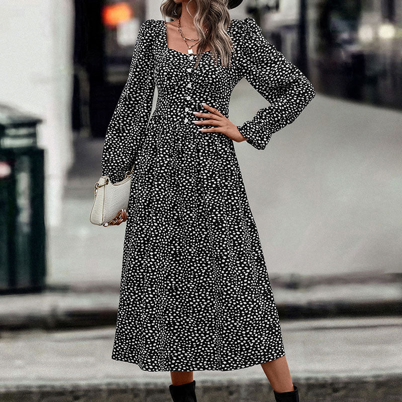 Damen Midi-Kleid mit Blumenmuster Drune