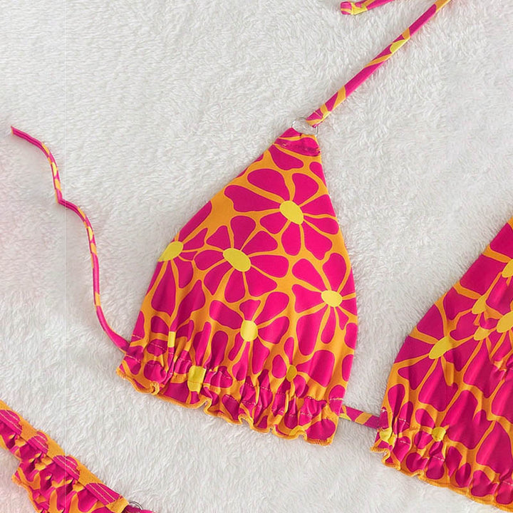 Damen Triangel-Bikini mit verspieltem Blumenmuster Drune