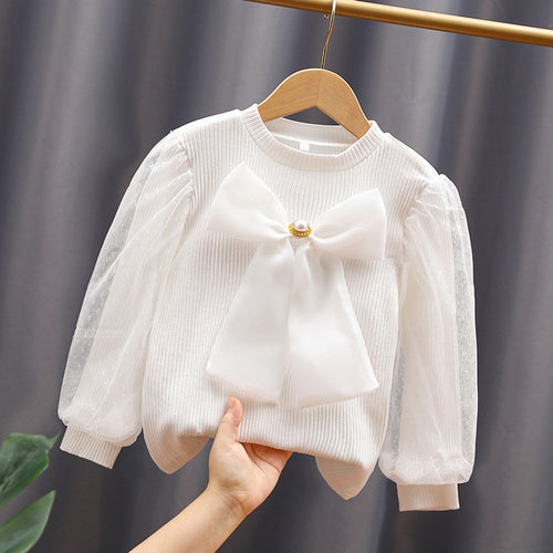 Damen Bluse mit Puffärmeln und Schleife Drune