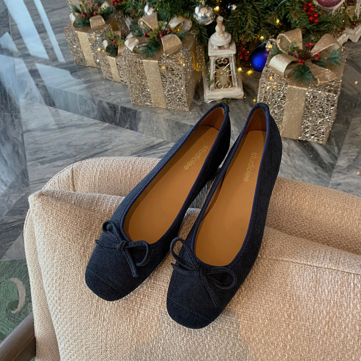 Damen Ballerinas mit charmantem Schleifendetail aus hochwertigem Wildleder Drune