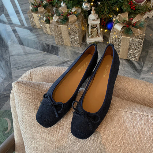 Damen Ballerinas mit charmantem Schleifendetail aus hochwertigem Wildleder Drune