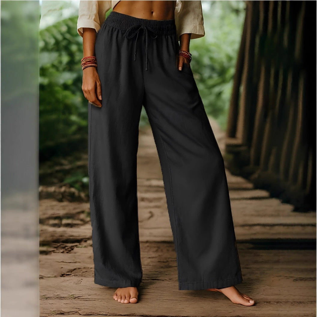 Damen Luftige Freizeithose mit weitem Schnitt und elastischem Bund Drune