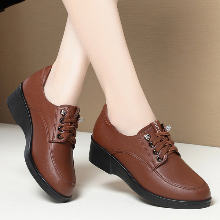 Damen Klassische Schnürschuhe mit leichtem Absatz und atmungsaktiver Innensohle Drune