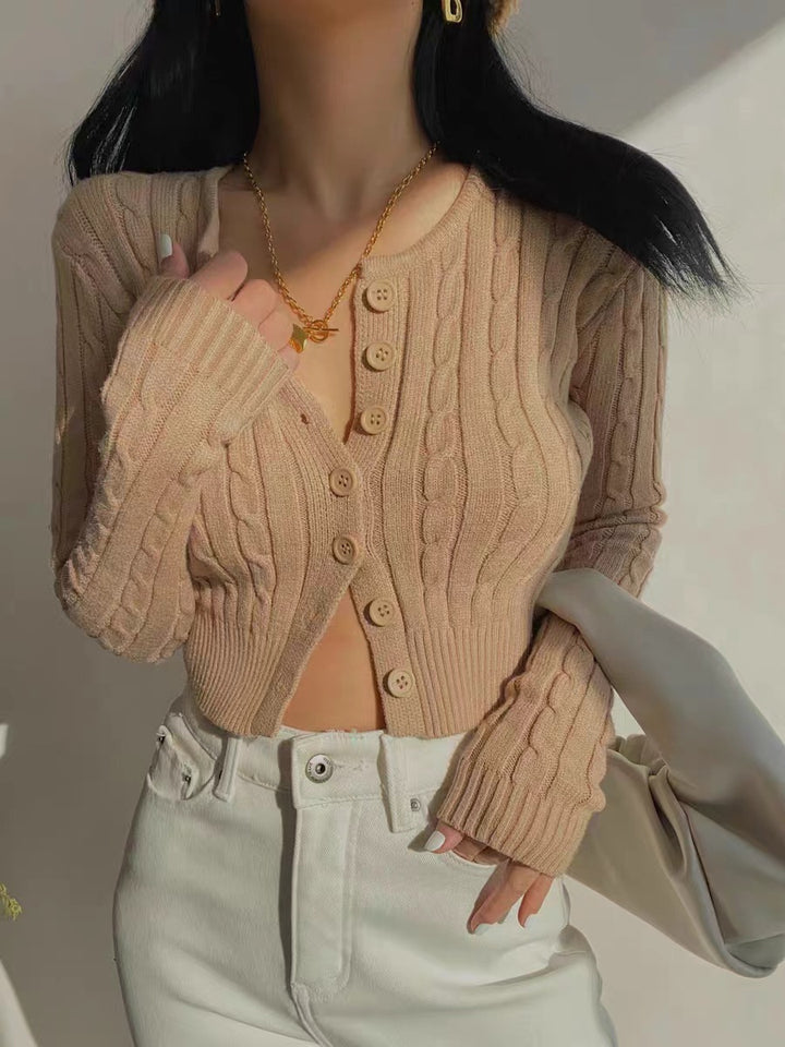 Damen kuschelige Strickjacke mit Knopfdetails und legere Passform Drune