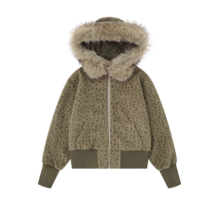 Damen Teddy-Fleece Bomberjacke mit Kapuze und Kunstfellbesatz Drune