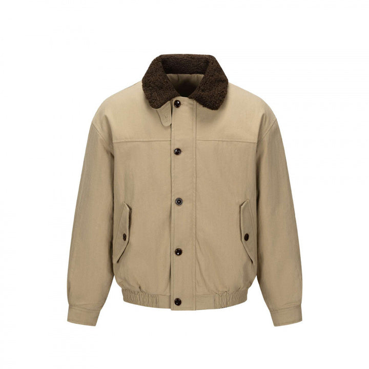 Herren Kurz geschnittene Blouson-Jacke im Field-Stil mit Teddykragen und Pattentaschen Drune