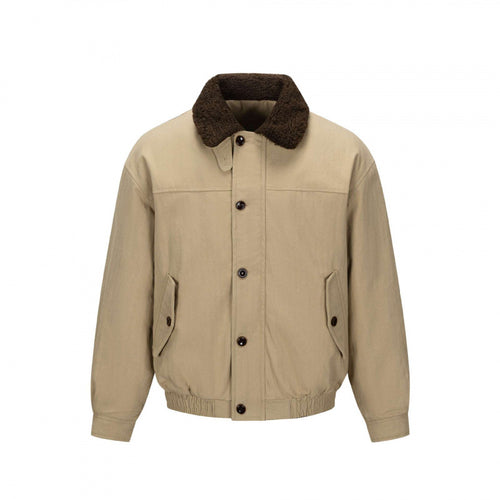 Herren Kurz geschnittene Blouson-Jacke im Field-Stil mit Teddykragen und Pattentaschen Drune