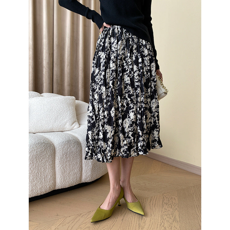 Damen midirock mit floralem Muster und elegantem Faltenwurf Drune