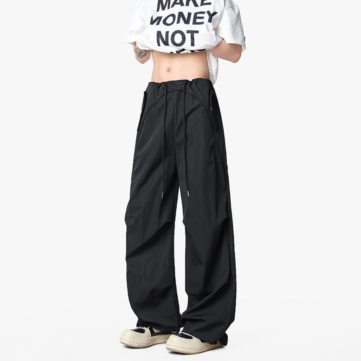 Herren Weite Funktions-Nylonhose mit Tunnelzugbund, Utility-Taschen & Baggy-Silhouette Drune