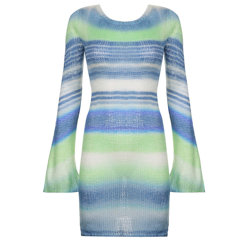 Damen nan figurbetontes Strickminikleid mit Glockenärmeln und seidig leichtem Maschenbild Drune