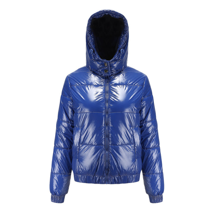 Damen Hochglänzende Steppjacke mit abnehmbarer Kapuze Drune