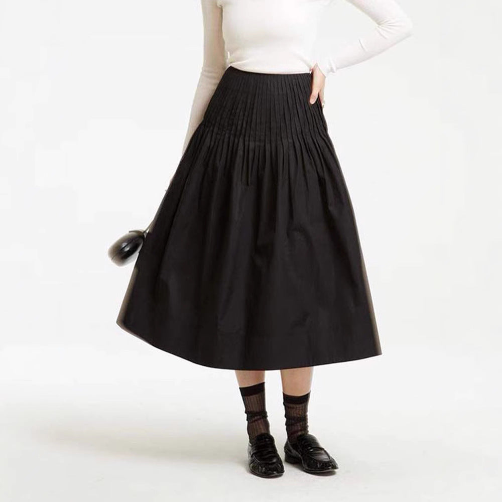 Damen eleganter Midirock mit Plissee-Details Drune