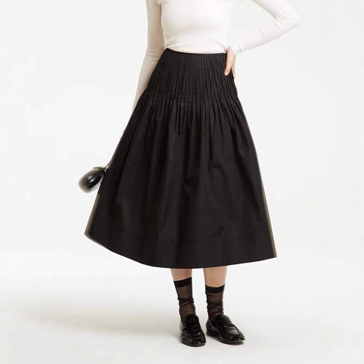 Damen eleganter Midirock mit Plissee-Details Drune