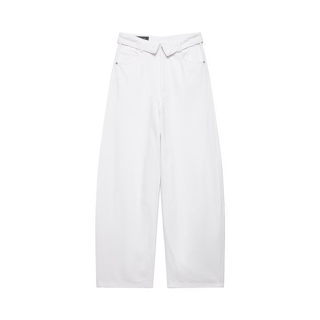 Damen nan weite Highwaist-Jeans im Vintage-Look mit ausgefransten Rissen Drune