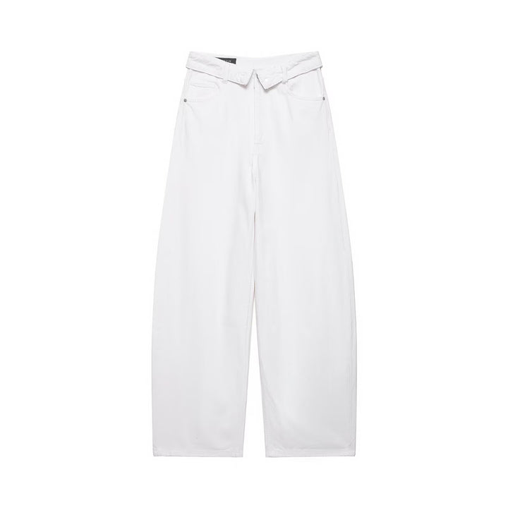 Damen nan weite Highwaist-Jeans im Vintage-Look mit ausgefransten Rissen Drune