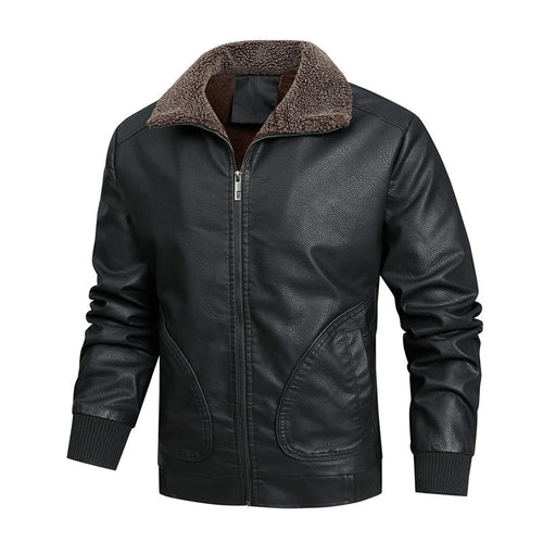 Herren Kunstleder-Blouson mit Sherpa-Kragen und Thermo-Innenfutter Drune
