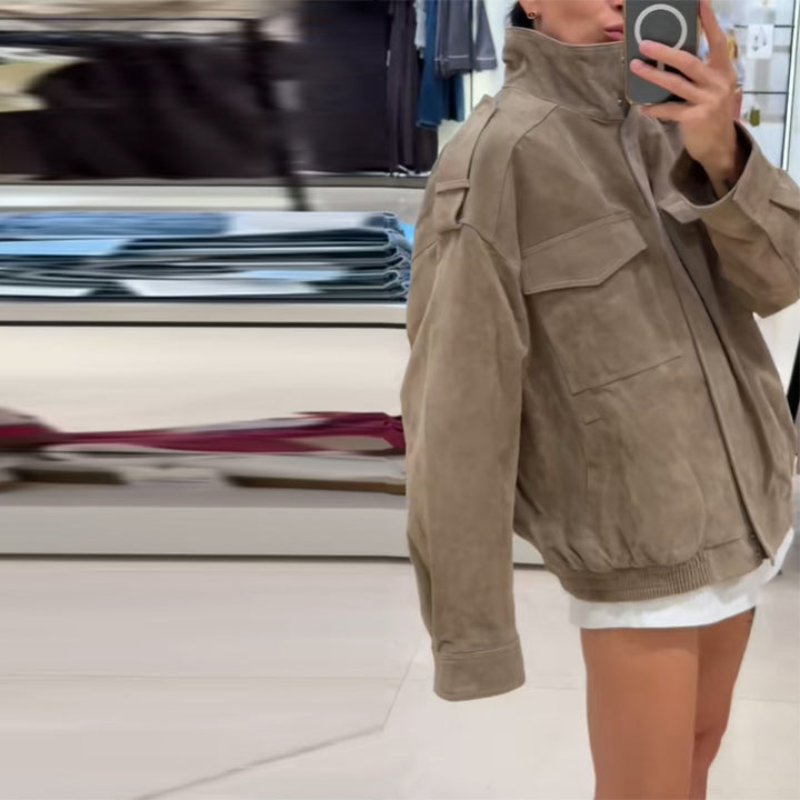 Damen lässige Oversize-Jacke aus Wildleder Drune