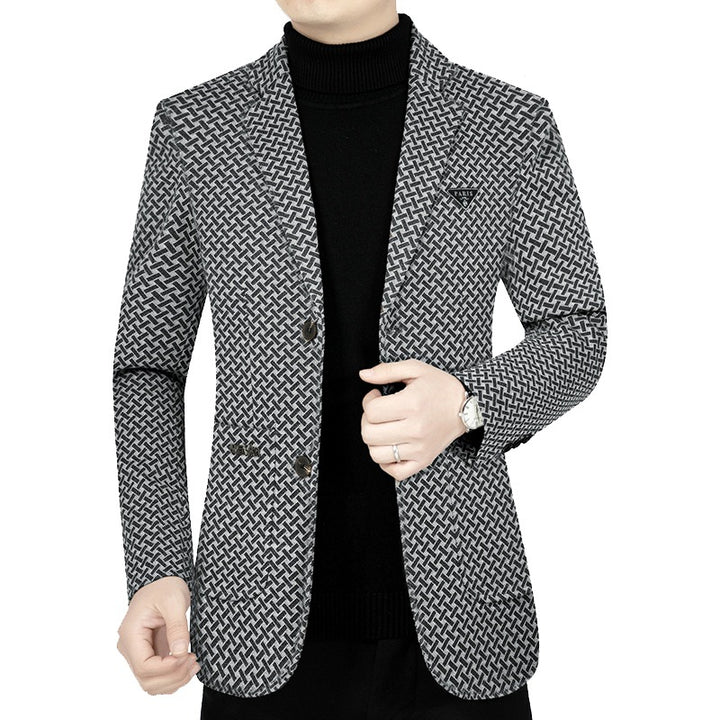 Herren Schlankgeschnittenes Sakko mit geometrischem Muster und leichtem Stretch Drune