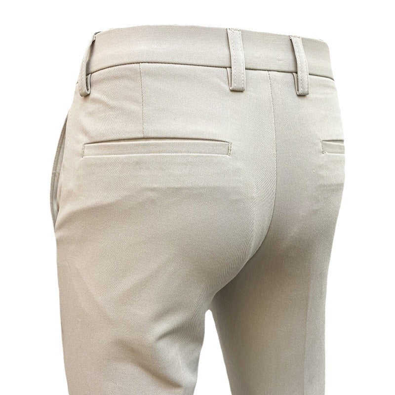 Herren nan schlanke elegante Anzughose mit Stretchbund, Bügelfalte und schmal zulaufendem Bein Drune