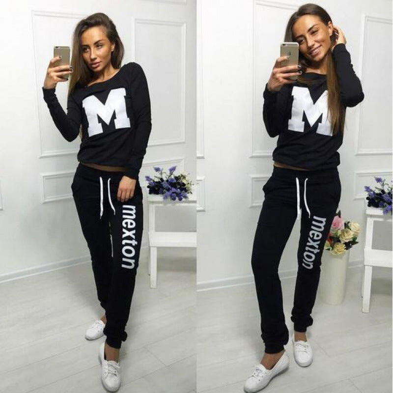 Damen Sportliches Freizeit-Set mit kreativem Aufdruck Drune