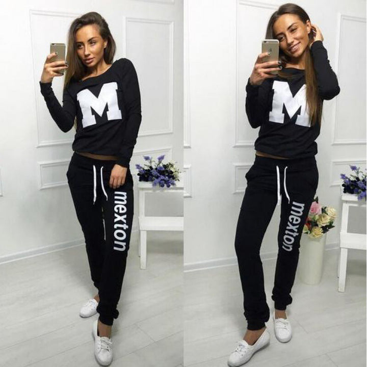 Damen Sportliches Freizeit-Set mit kreativem Aufdruck Drune