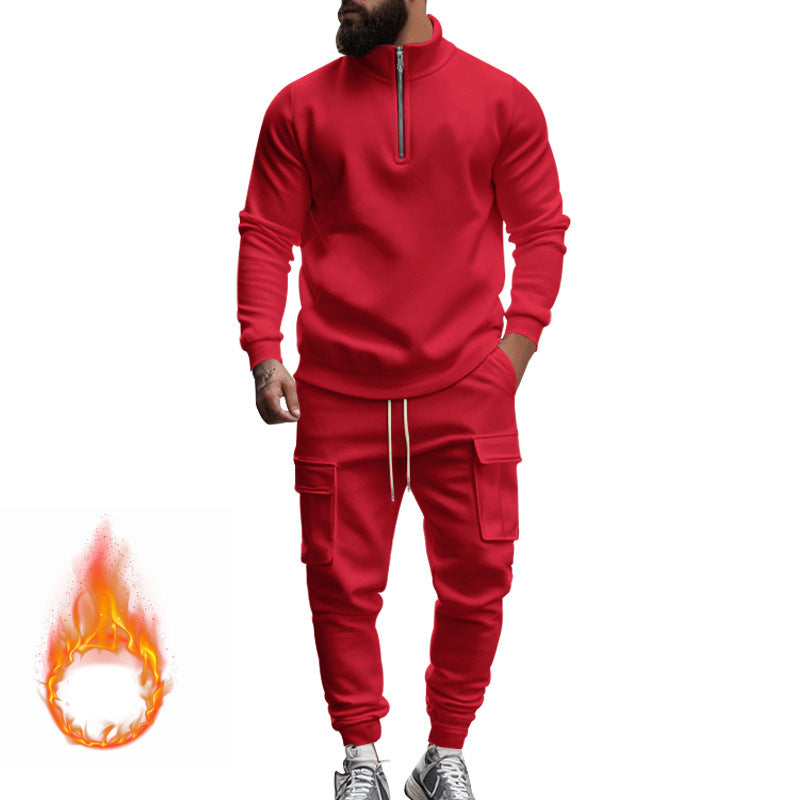 Herren nan sportlicher Cargo-Jogginganzug mit Troyerkragen Drune