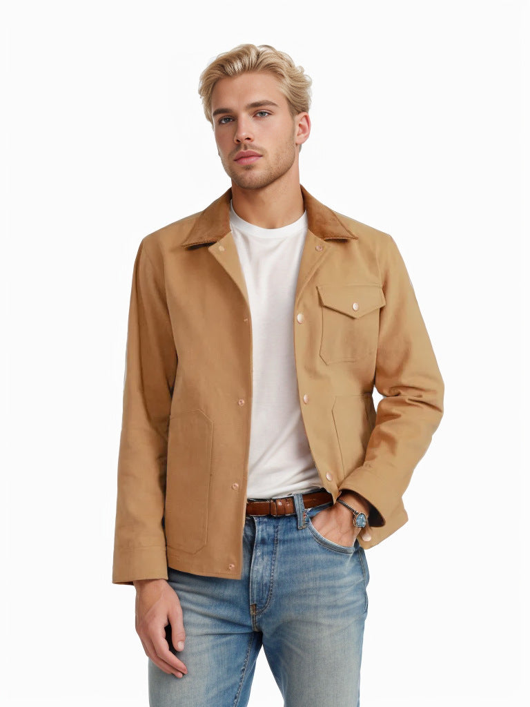 Herren lässige Baumwolljacke im Worker-Stil Drune