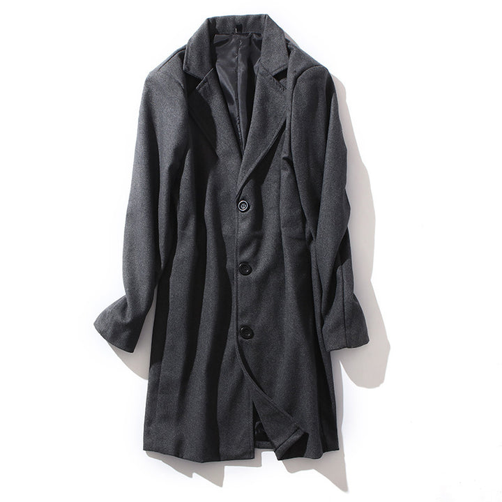 Herren nan taillierter Wollmantel mit schmaler Silhouette, klassischem Revers und verdeckter Knopfleiste Drune