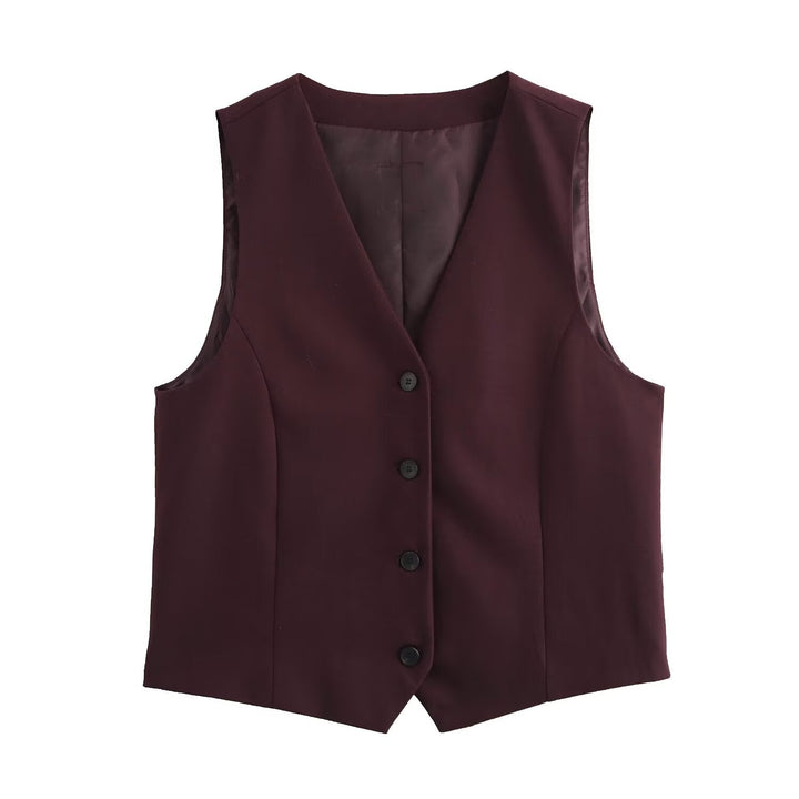 Damen elegante Weste mit modernem Schnitt und praktischen Knopfdetails Drune