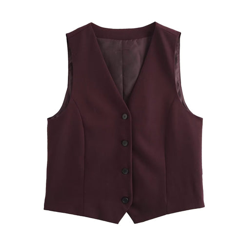 Damen elegante Weste mit modernem Schnitt und praktischen Knopfdetails Drune