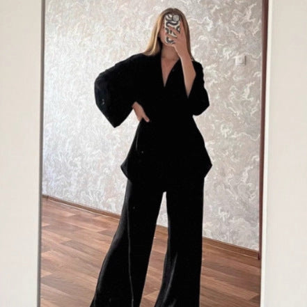 Damen lässiges Jumpsuit-Set mit weitem Schnitt und Taillengürtel Drune