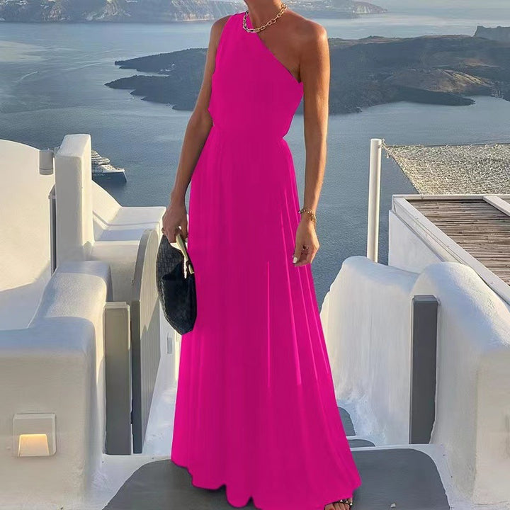 Elegantes Damen-Ein-Schulter-Maxikleid Drune