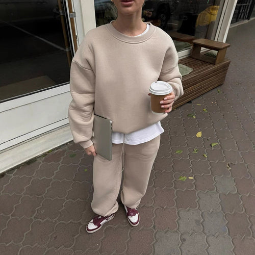 Damen lässiges Sweatshirt und weite Jogginghose Set Drune
