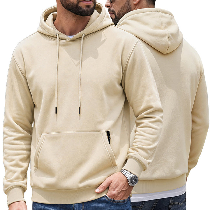 Herren Kapuzenpullover aus weichem Fleece mit Kängurutasche und verstellbarer Kapuze Drune