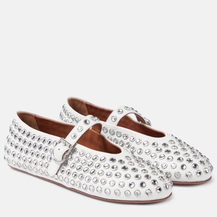 Damen  veredelte Mary‑Jane Ballerina mit Strassbesatz und verstellbarer Metallschnalle Drune