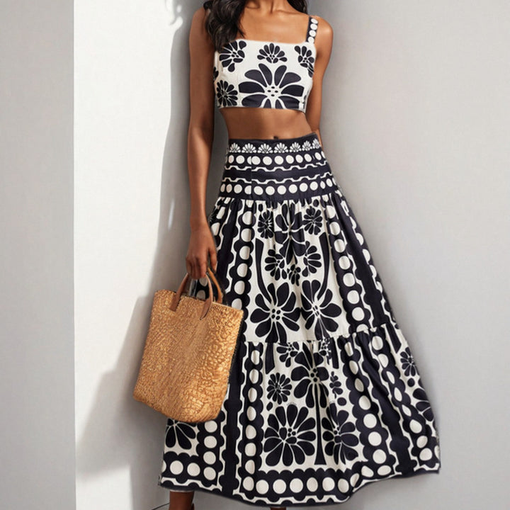 Damen Zweiteiliges Set mit Crop-Top und Maxirock Drune