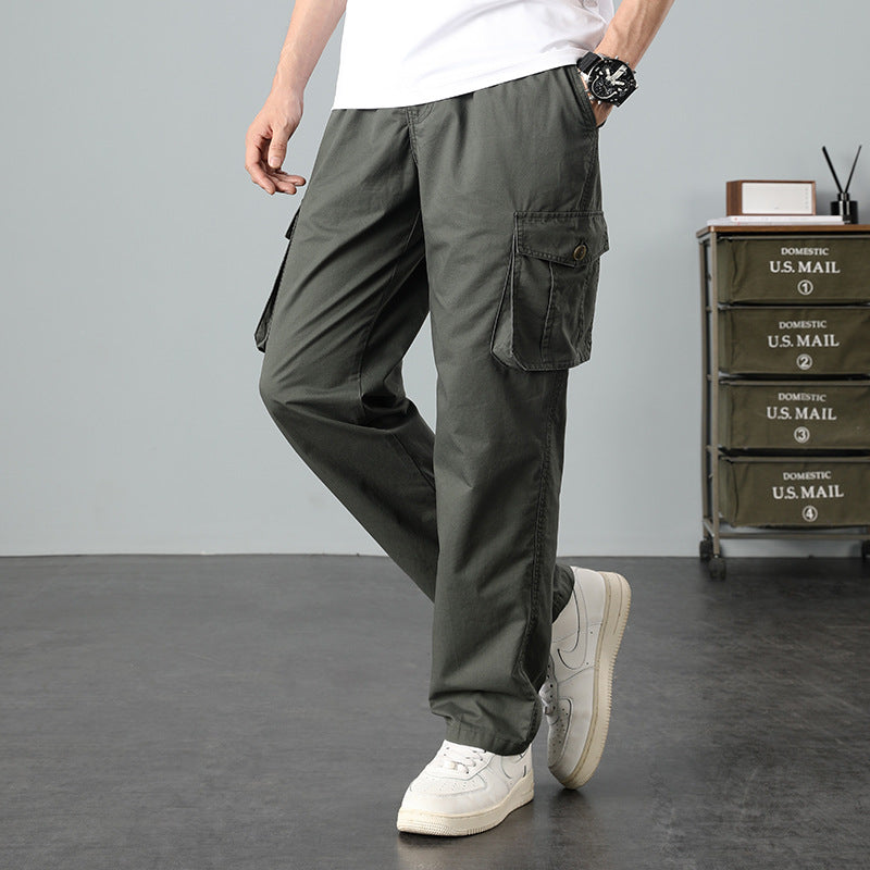 Herren Lässige Canvas-Cargohose mit großen Klappentaschen, Relaxed Fit & verstärkten Nähten Drune